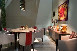 黄瓜视频免费版下载官网奢华别墅会所家具品牌餐厅家具实木餐桌+真皮餐椅组合场景