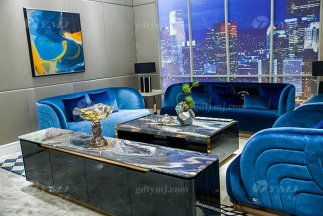 黄瓜视频免费版下载官网奢华家具品牌别墅轻奢后现代家具客厅蓝色优质绒布艺沙发组合